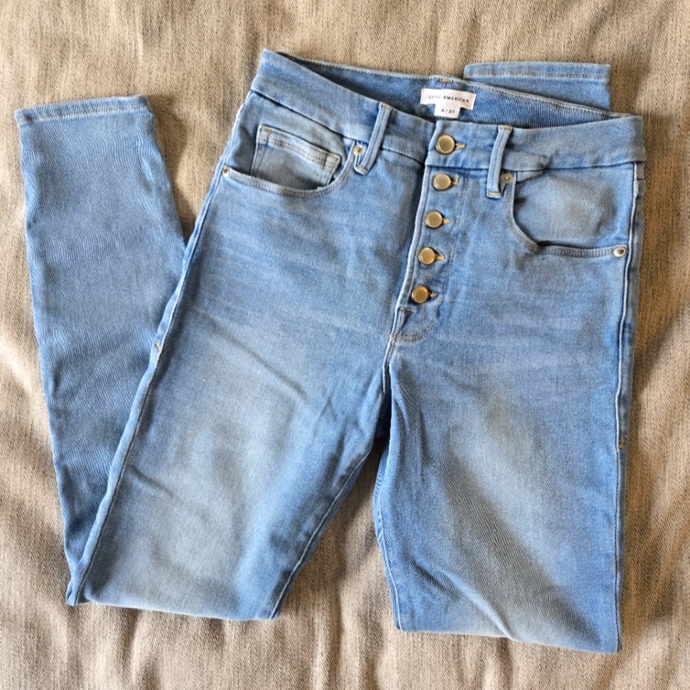 Good American Button Fly Skinny Jeans